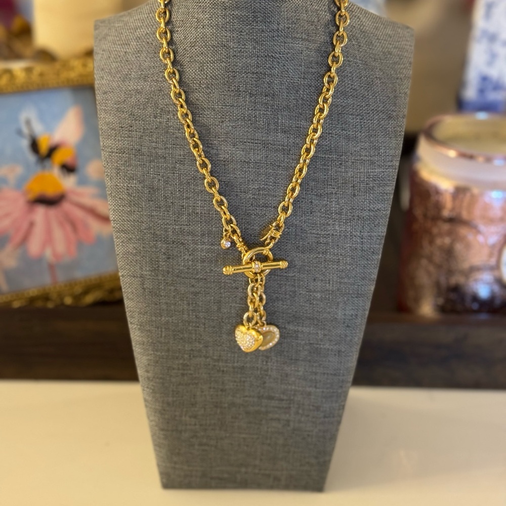 π LAUREN G ADAMS GOLD DOUBLE HEART NECKLACE! - Picture 3 of 11